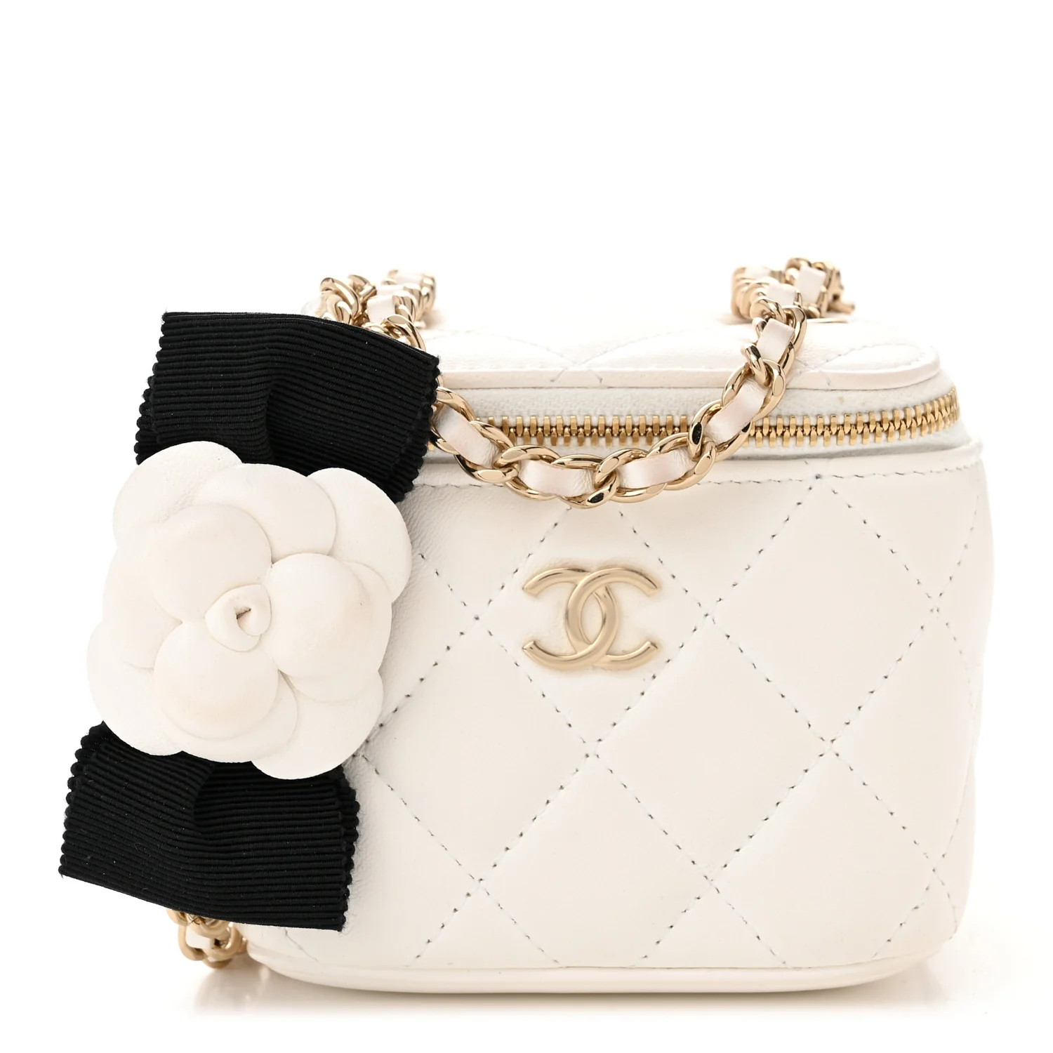 CHANEL Lambskin Quilted My Chanel Lady Vanity Case With Chain White | FASHIONPHILE (US)