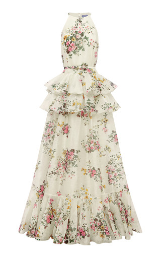 Senna Halterneck Maxi Dress - Posy Print In Snow | Moda Operandi (Global)