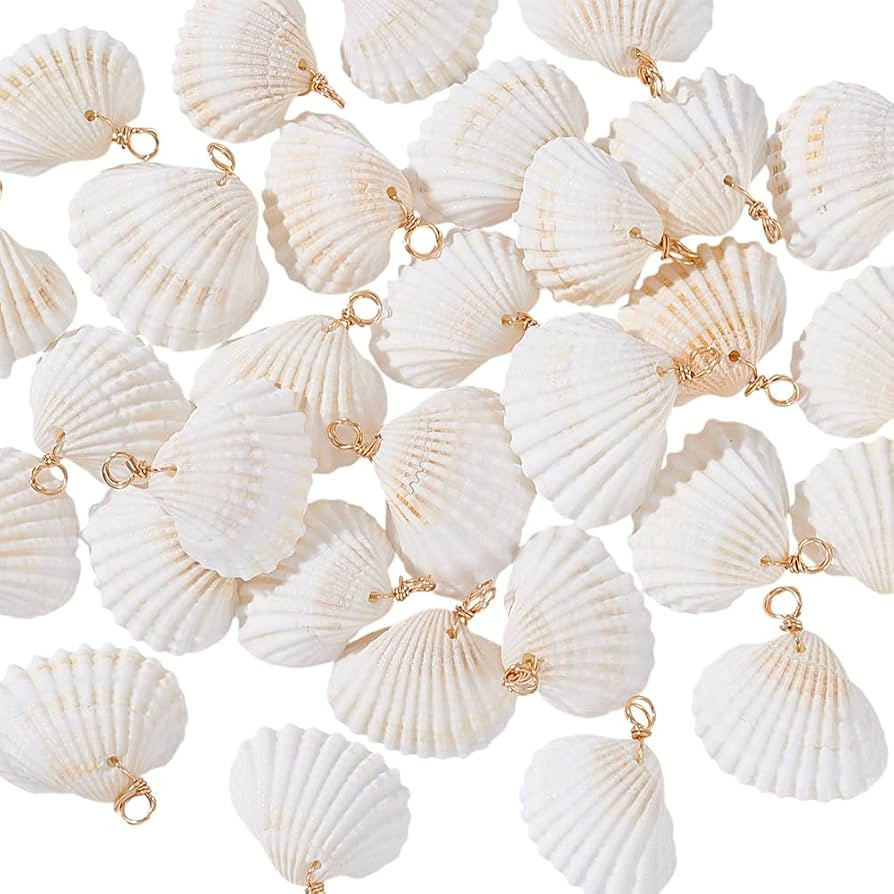 PH PandaHall 30pcs Natural Seashells Charms, 1~1.2 inch White Shell Charms Ocean Sea Beach Seashe... | Amazon (US)