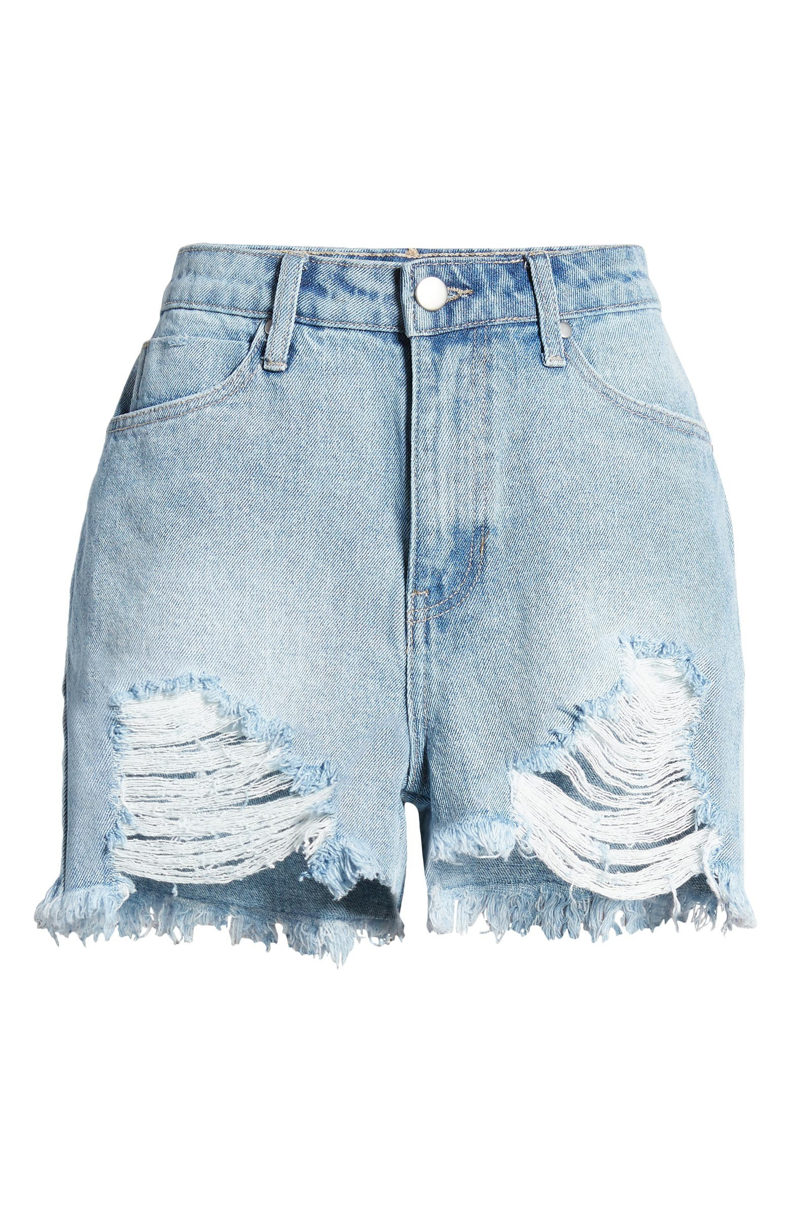 High Waist Destroyed Denim Shorts | Nordstrom