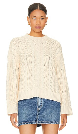 Dorinda Cable Sweater in Cream | Revolve Clothing (Global)