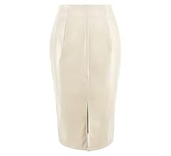 Split Front Leather cream Pencil Skirt | Amazon (US)