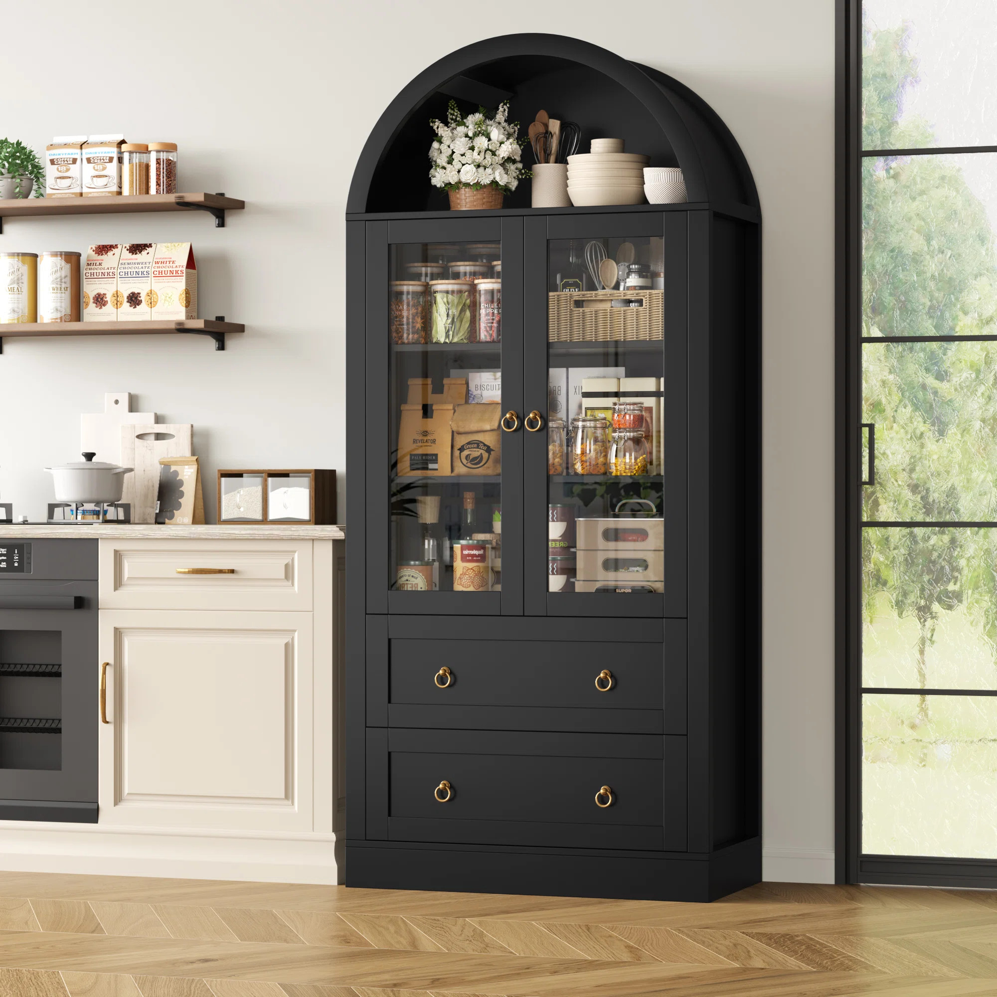 Arvad 69.7" Arched Kitchen Pantry | Wayfair North America