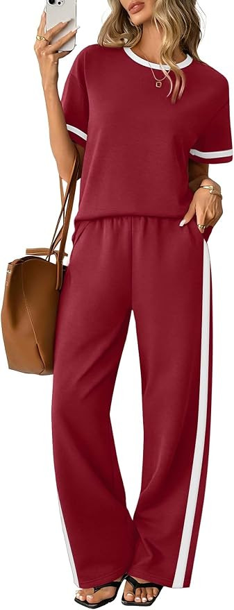 Sampeel 2 Piece Sets for Women Matching Sets Summer Outfits Resort Wear Short Sleeve Lounge Set W... | Amazon (US)