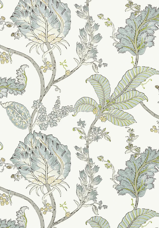 Anna French Kalamkari Vine Yellow And Aqua Wallpaper | DecoratorsBest