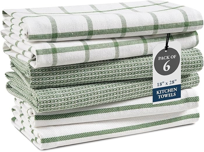 LANE LINEN Cotton Kitchen Towels Set, 6-Pack – Absorbent, Quick-Drying Dish Towels, 18" x 28", ... | Amazon (US)