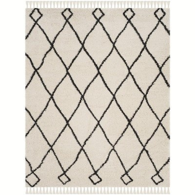 Moroccan Fringe Shag MFG241 Power Loomed Indoor Area Rug - Cream/Charcoal - 8'x10' - Safavieh. | Target