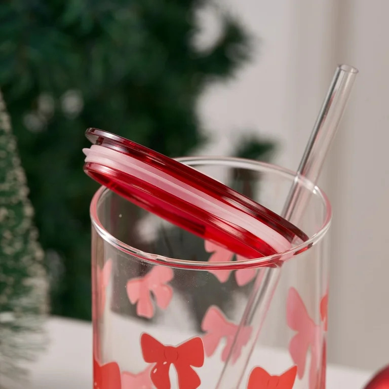 Holiday Time Latas de Vidrio de 20 Oz con Lazo y Tapa | Walmart (US)