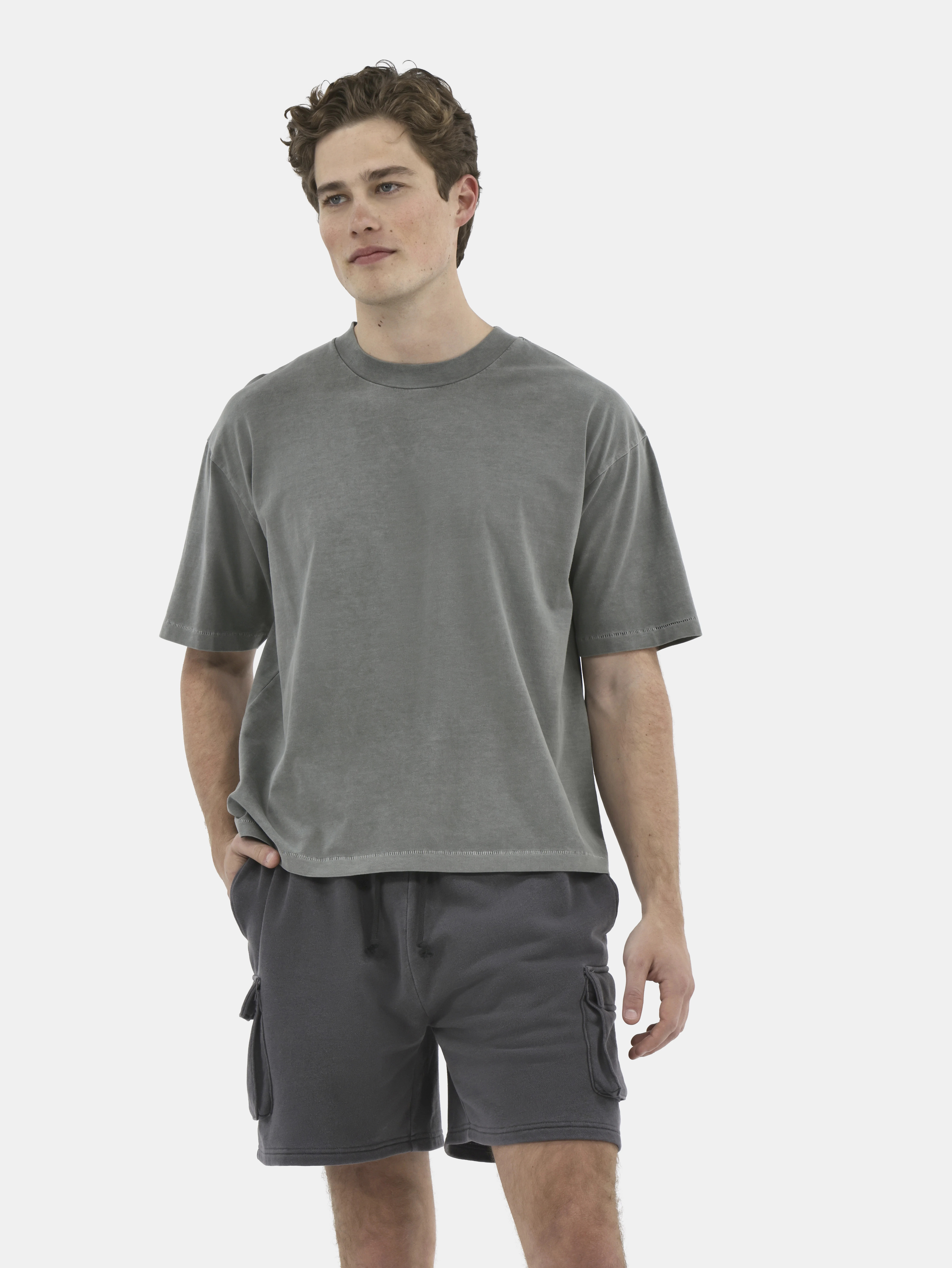 No Boundaries Cotton Oversized Cropped Tee, Men's & Big Men's | Walmart (US)