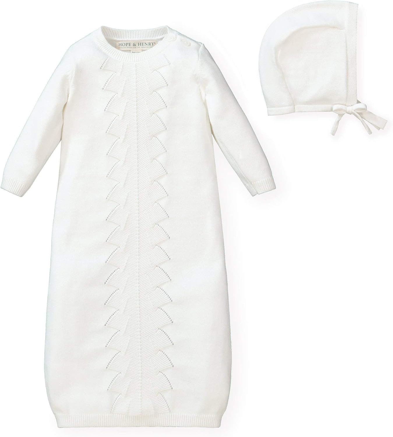Hope & Henry Layette Long Sleeve Sweater Gown and Bonnet 2-Piece Set | Amazon (US)
