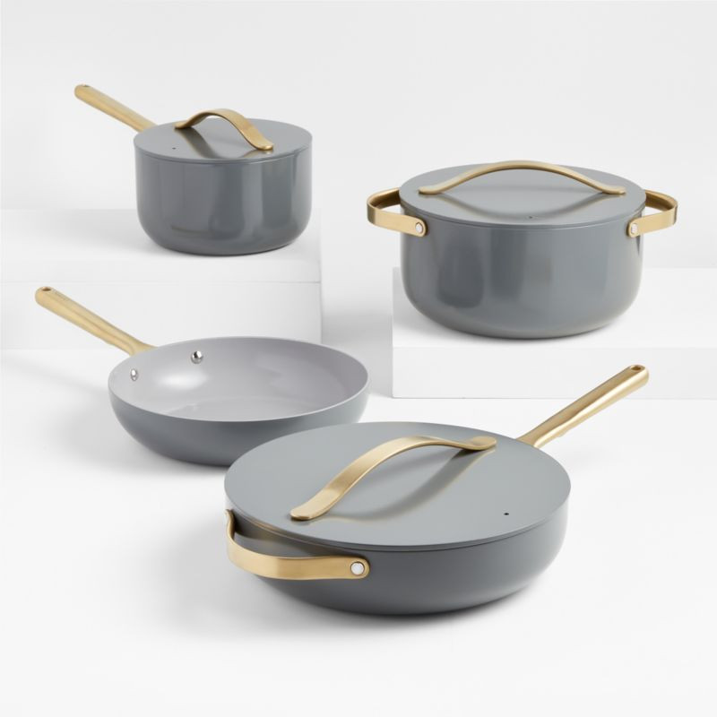 Caraway Home 7-Piece Graphite Gold Non-Stick Ceramic Cookware Set + Reviews | Crate & Barrel | Crate & Barrel
