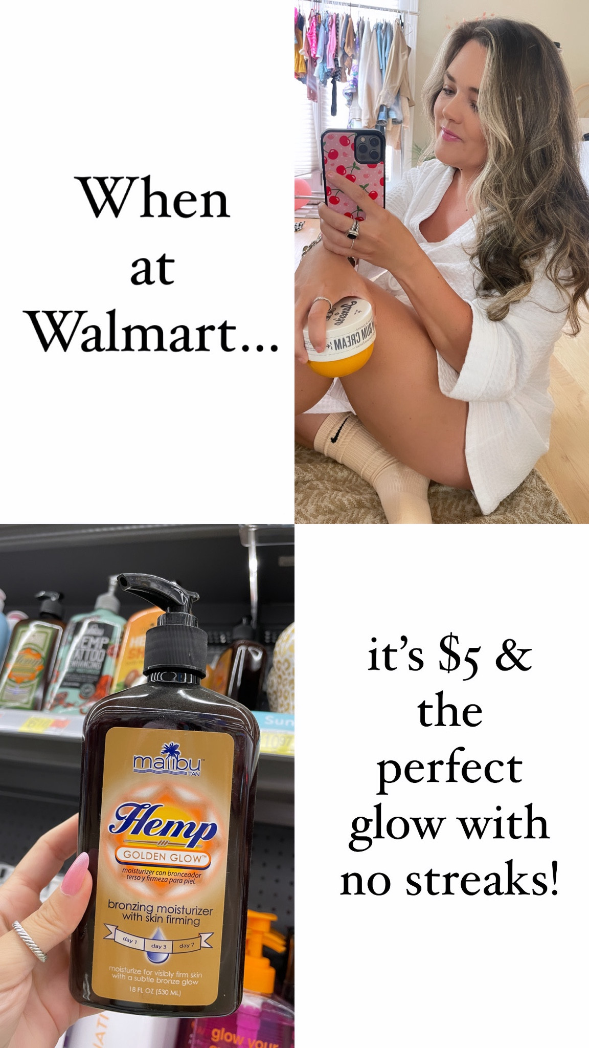 This sunless lotion builds as you use it more and more. I apply after I get out of the shower. It smells so good and does not stain anything! 

Also linked my fav $14 Walmart robes (would make a nice Mother’s Day gift 😍



Walmart 

#LTKGiftGuide #LTKfindsunder50