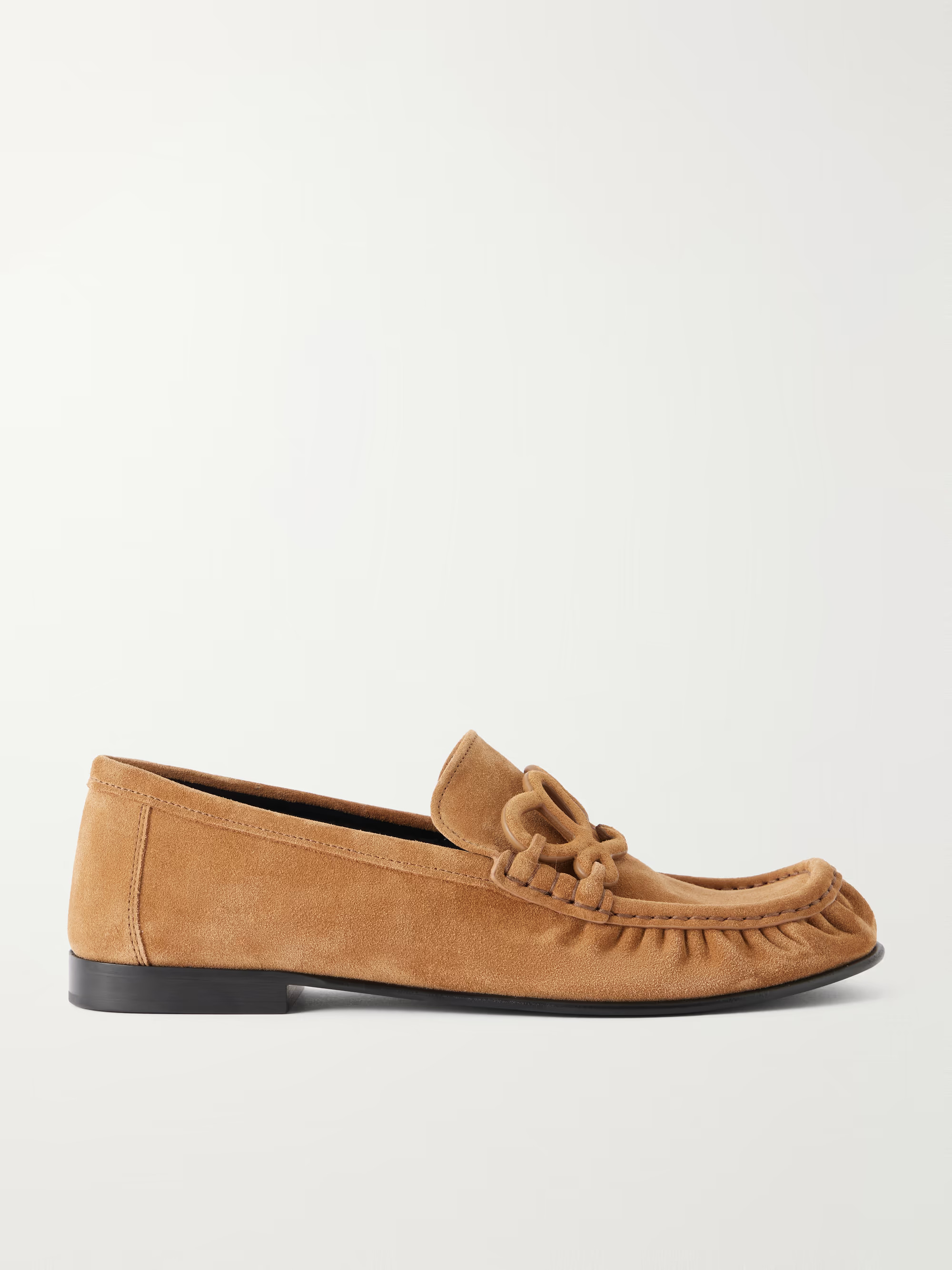 LOEWE - Double L Suede Loafers - Sand | NET-A-PORTER (UK & EU)