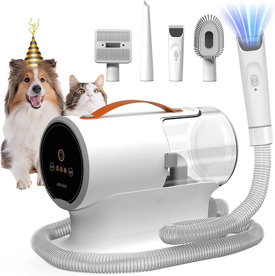 AIRROBO Dog Hair Vacuum & Dog Grooming Kit \uff06 Dog Electric Clipper, 12000Pa Strong Pet Groomi... | Amazon (US)