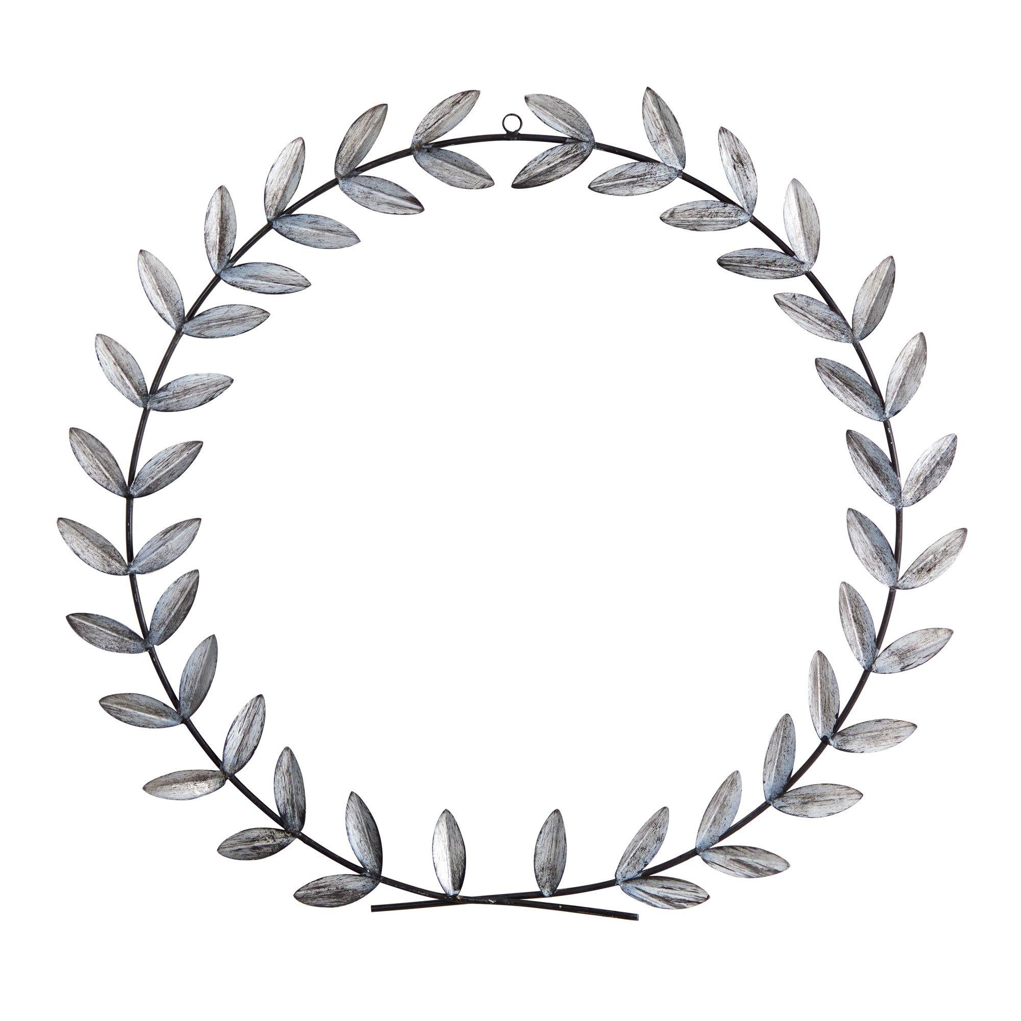 20” x 20” White Metal Olive Leaf Wall Decor | Nearly Natural | Nearly Natural