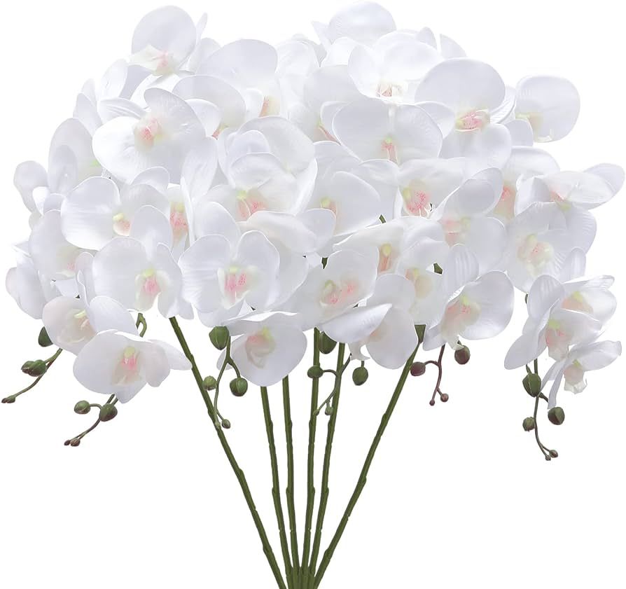 SHACOS Artificial Orchid Stems Set of 6 Real Touch Orchids 38 inch Tall 9 Heads Fake Phalaenopsis... | Amazon (US)