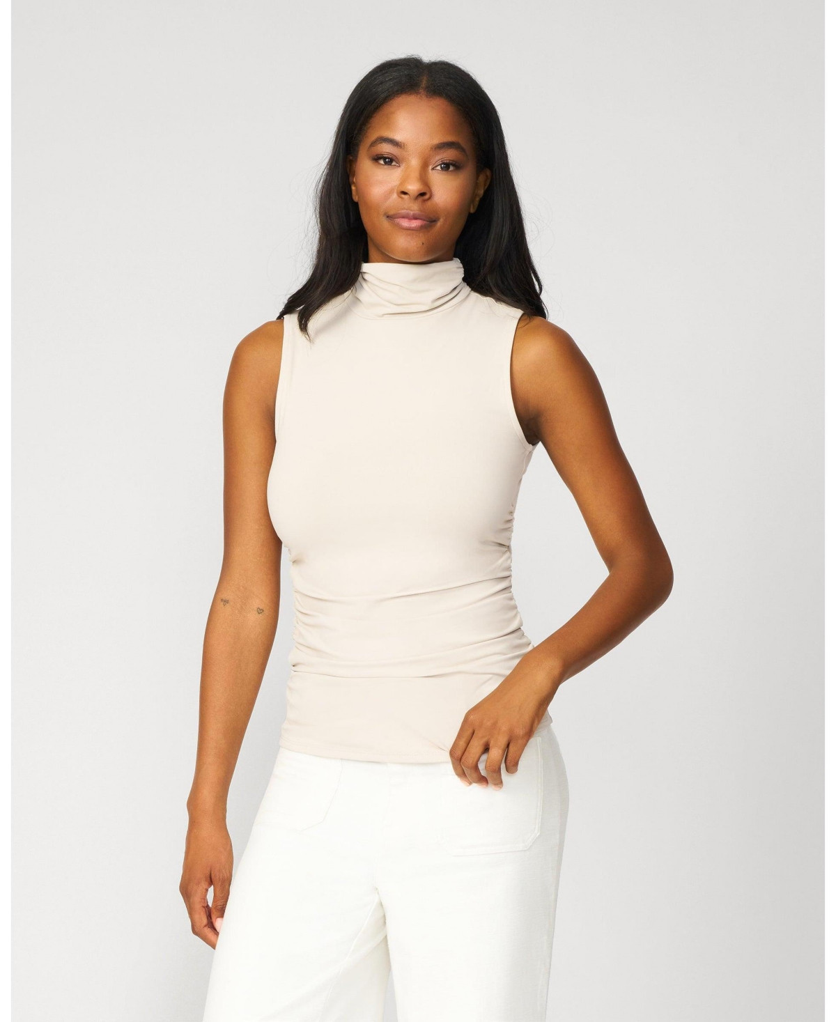 Cable & Gauge Women's Sculpt Sleeveless Turtleneck Tank - Chateau grey | Macy's