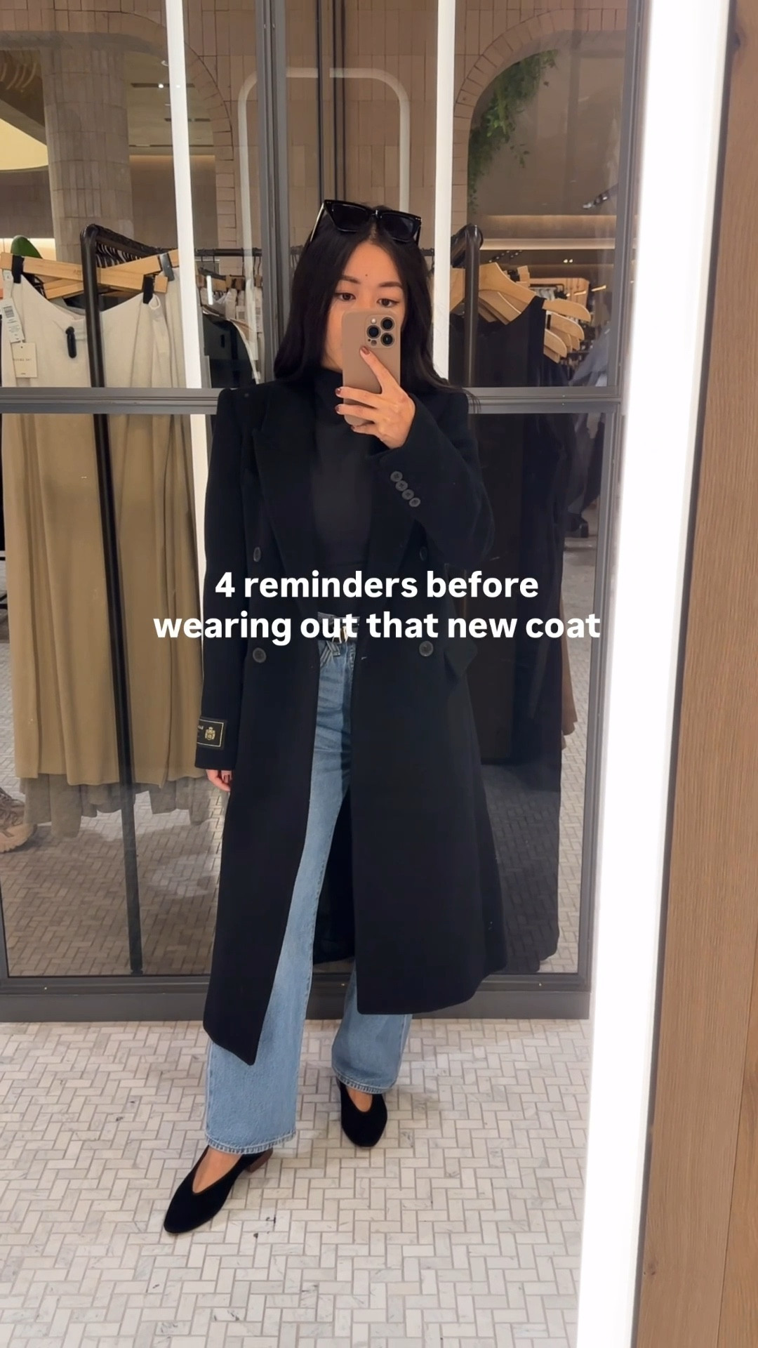 Classic black coat on sale (returnable for exchanges and credit only)

• Aritzia constant wool coat 2XS. Have owned this for over a year and reach for it often. Sleeves a little long on me but I love the tailored menswear style and longer length.

• Levi’s ribcage jeans 24 waist x 27 length great for petites if you like high rise

• sezane flats size 4 (equivalent U.S. 5) worn with heel lifts so they don’t rub my ankles 

• Madewell belt xxs

Winter outfit, wool coat, petite friendly, style tips 

#LTKSeasonal #LTKWorkwear #LTKPetite