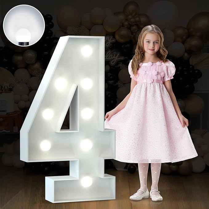 imprsv 3FT Marquee Numbers, Light Up Numbers, Marquee Numbers 4, Cool White Light Up Numbers for ... | Amazon (US)