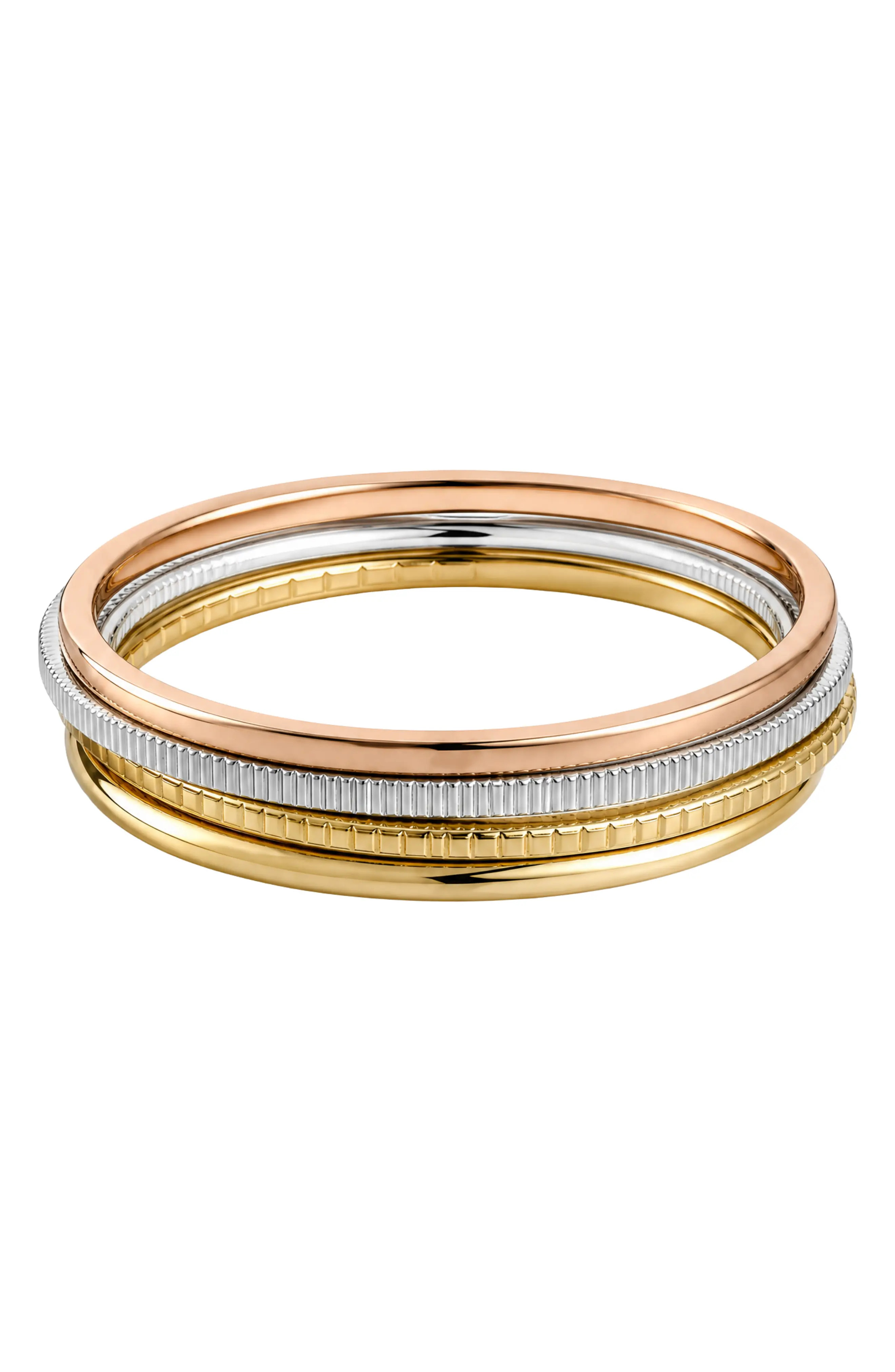 ARGENTO VIVO Tritone Bangle Bracelet Set in Gold/silver/rose at Nordstrom | Nordstrom