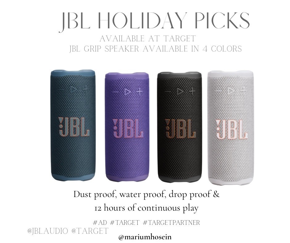 #AD The JBL Grip speaker brings adventure-proof durability (dust proof, drop proof, waterproof), 12 hours of playtime, and AI-powered sound. I also love all the colors its available in. The perfect gift to give someone. Available at target
@Target @jblaudio #Target #TargetPartner