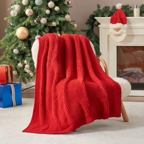 Snuggle Sac Sherpa Fleece Red Throw Blanket for Couch 50" x 60", Warm Thick Red Blankets for Winter, Soft Fuzzy Plush Throw Blanket for Chair, Sofa for Christmas New Year | Amazon (US)