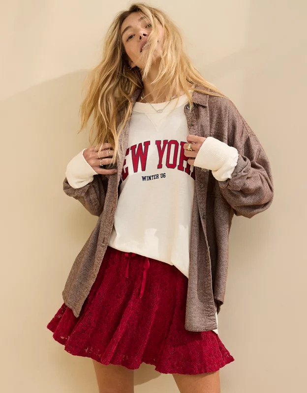 Aerie Lace Godet Skirt | American Eagle Outfitters (US & CA)