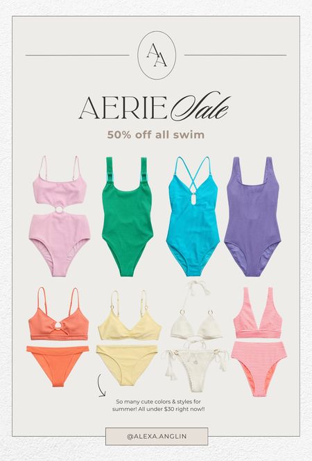 50% off ALL swim at Aerie- now through 5/22! Loving so many of their fun colors + styles for summer! All under $30! 

Swimsuits // resort wear // affordable swim //

#LTKSeasonal #LTKSaleAlert #LTKSwim