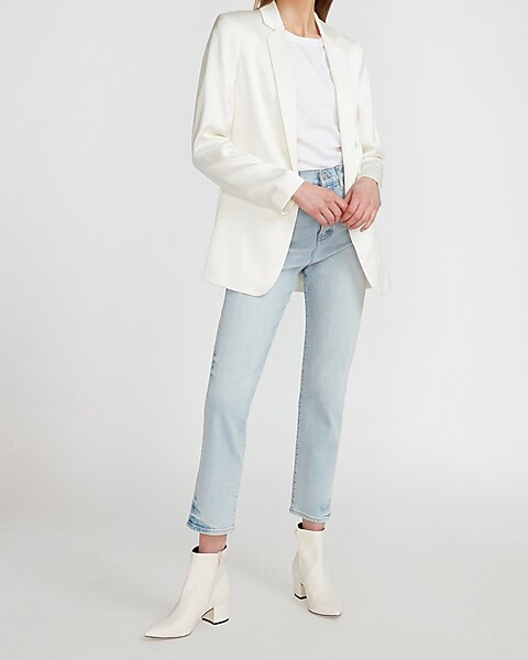 Satin Shawl Collar Boyfriend Blazer | Express