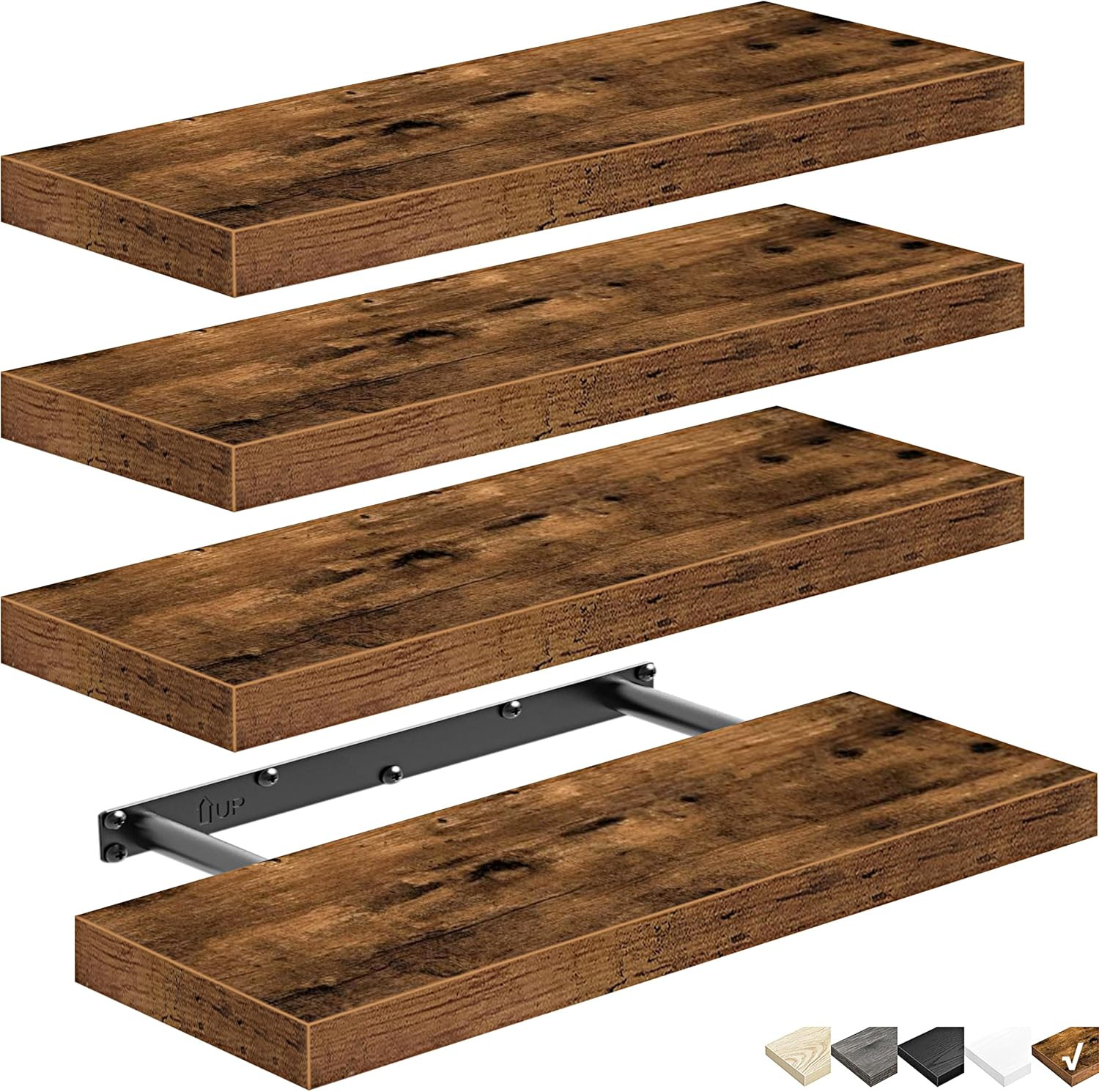 QEEIG Floating Shelves for Wall Small Shelf (Brown, Set of 4, 15.7" x 6.7") | Amazon (US)