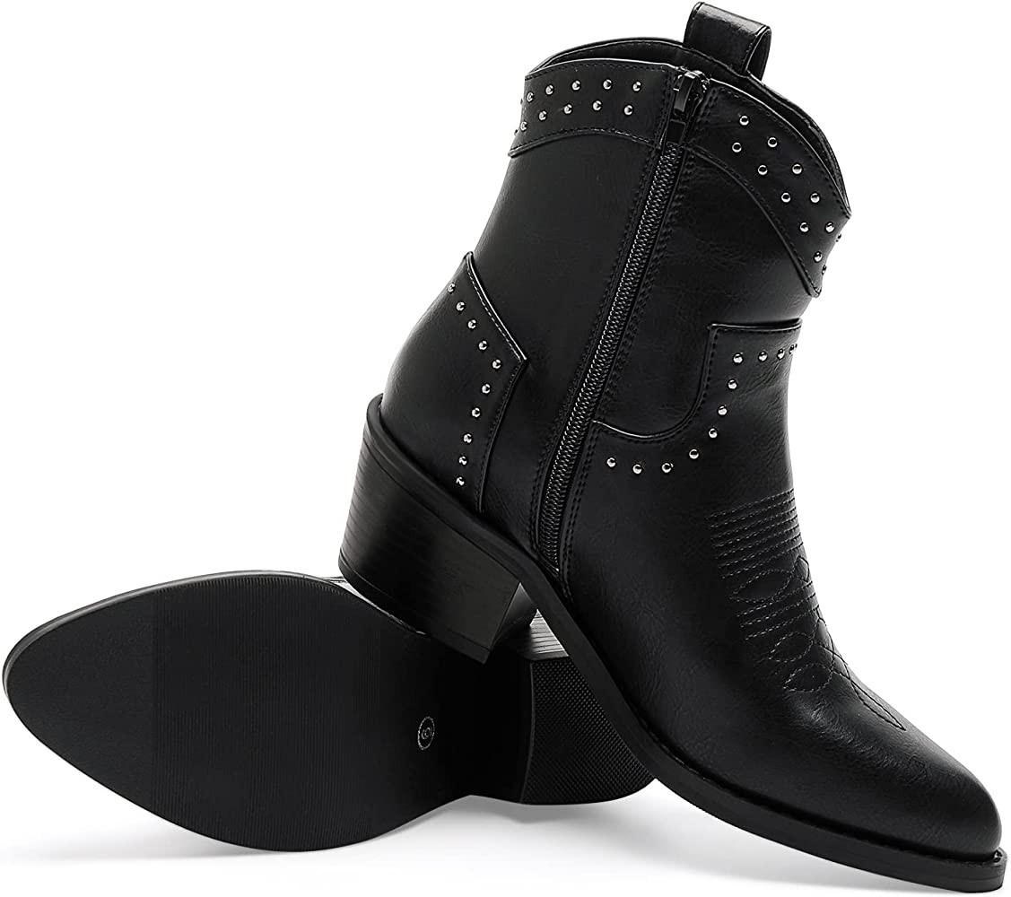 YETIER Cowboy Boots for Women Embroidered Western Cowgirl Booties with Chunky Stacked Heel Pull-O... | Amazon (US)