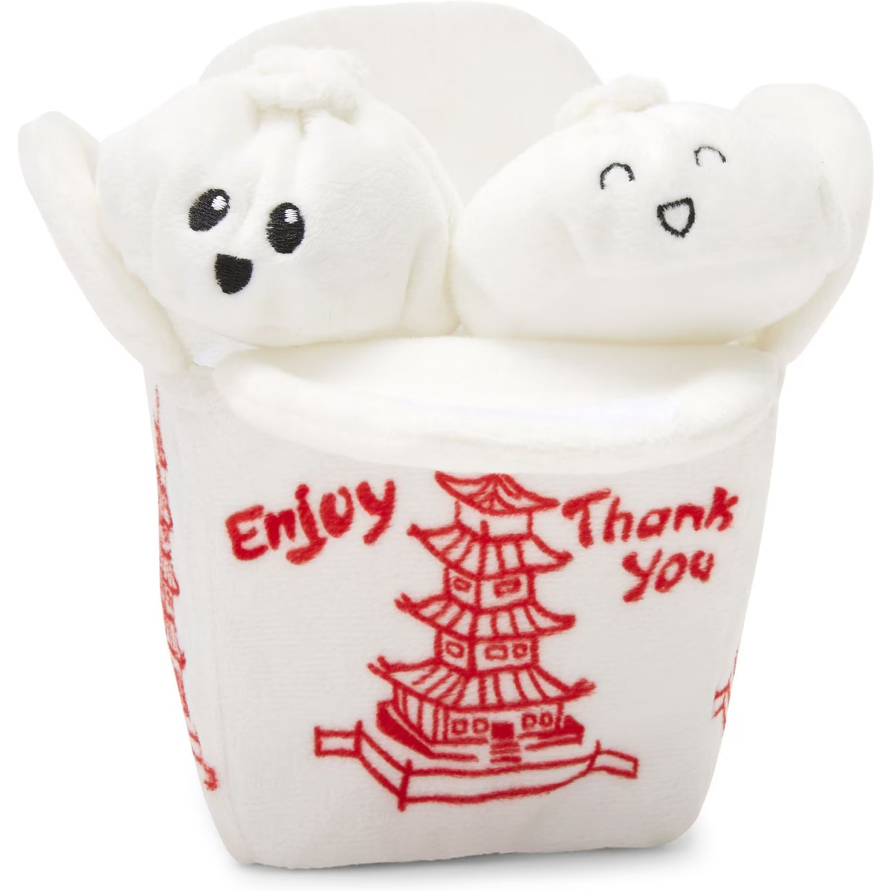 BARK Andi's Famous Dumplings Multi-Part Squeaky Plush Dog Toy, White, Small | Chewy