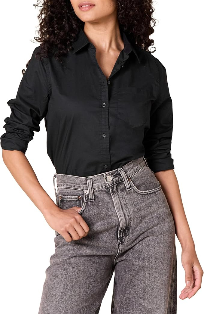 Amazon Essentials Women's Classic-Fit Long-Sleeve Button-Down Poplin Shirt | Amazon (US)