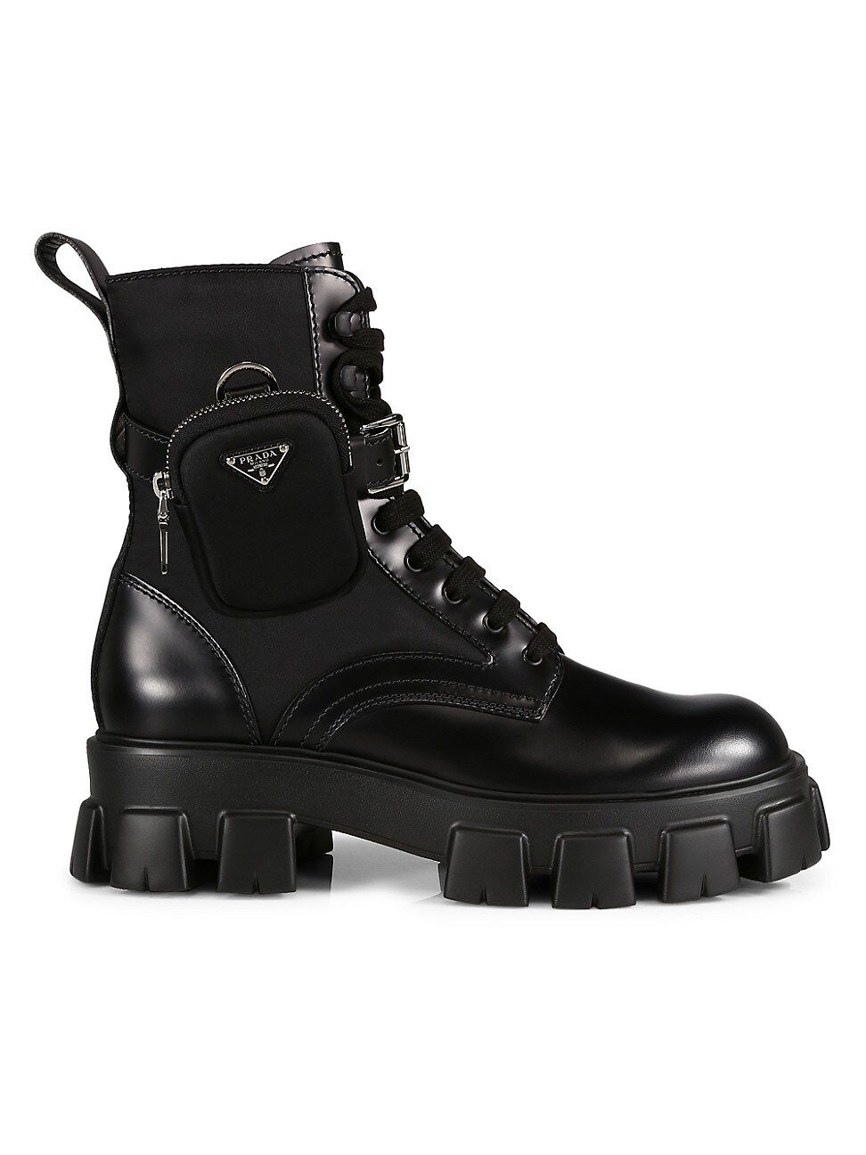 Prada Lug-Sole Leather Combat Boots | Saks Fifth Avenue