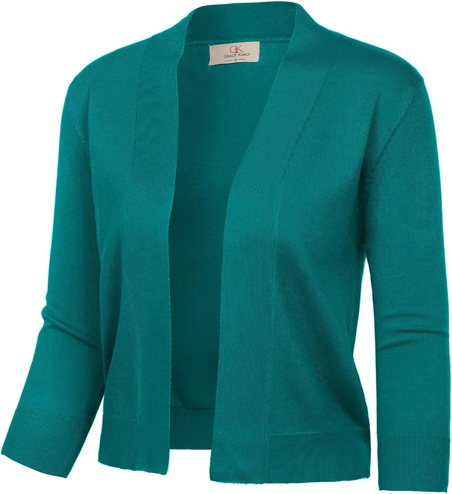 GRACE KARIN Women Cardigan Sweaters Lightweight Knit Cropped Cardigans Trendy 3/4 Sleeve Shrug Bo... | Amazon (US)
