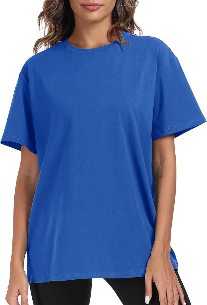 PRIMODA Womens Oversized Short Sleeve T Shirts Trendy Crew Neck Loose Workout Tee Casual Summer T... | Amazon (US)