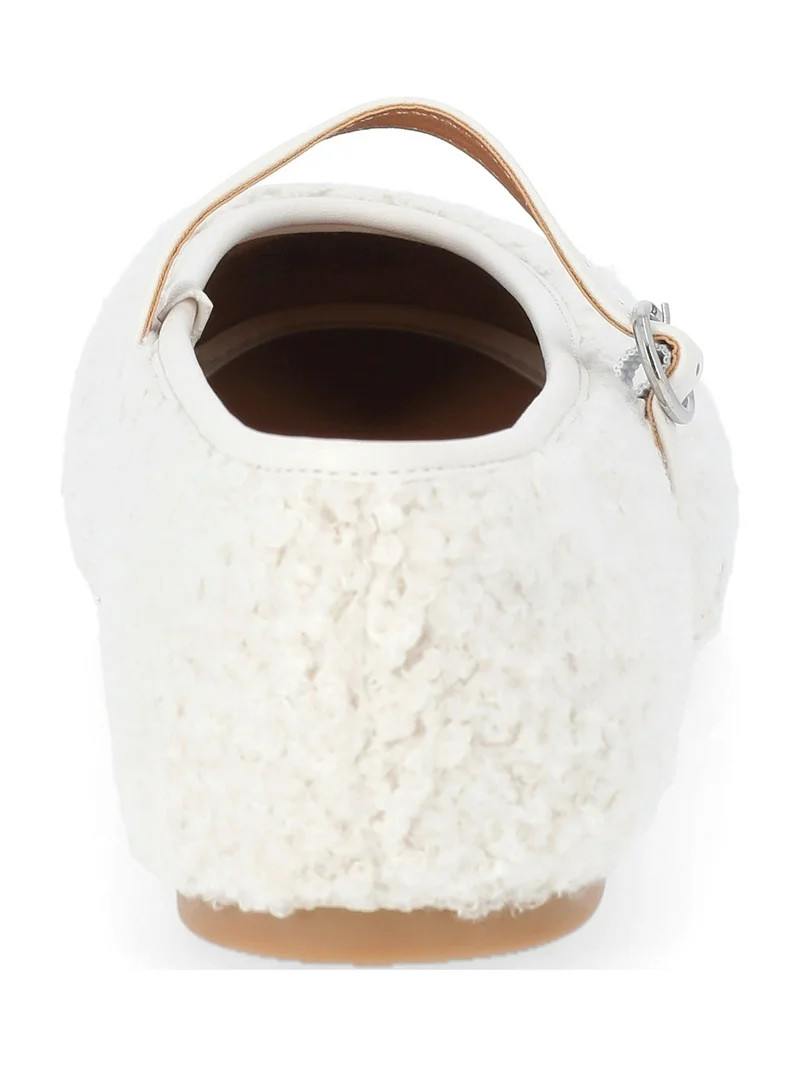No Boundaries Women's Faux Shearling Mary Jane Flats | Walmart (US)