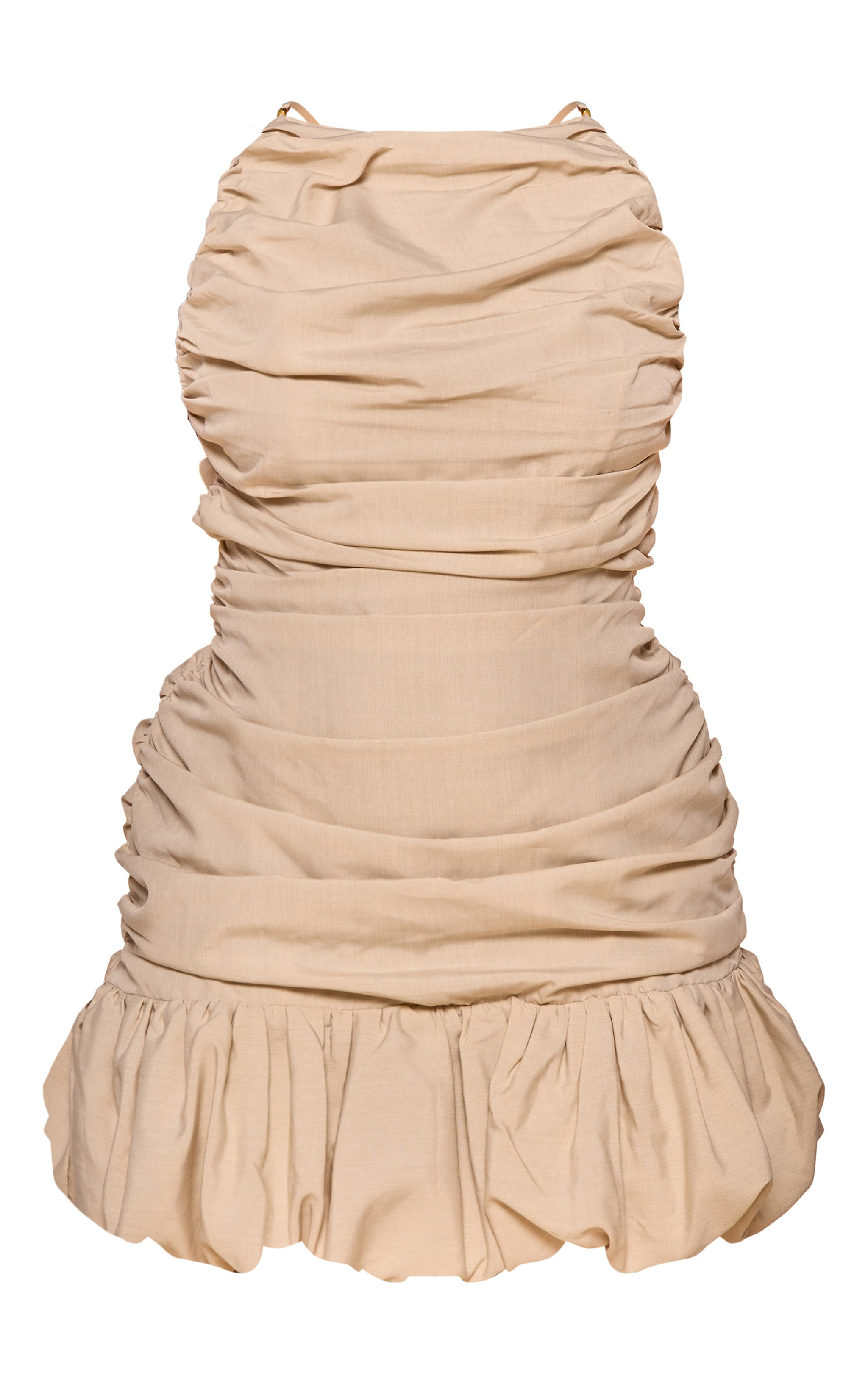 Plt Label Plus Off White Puff Hem Strappy Dress | PrettyLittleThing US