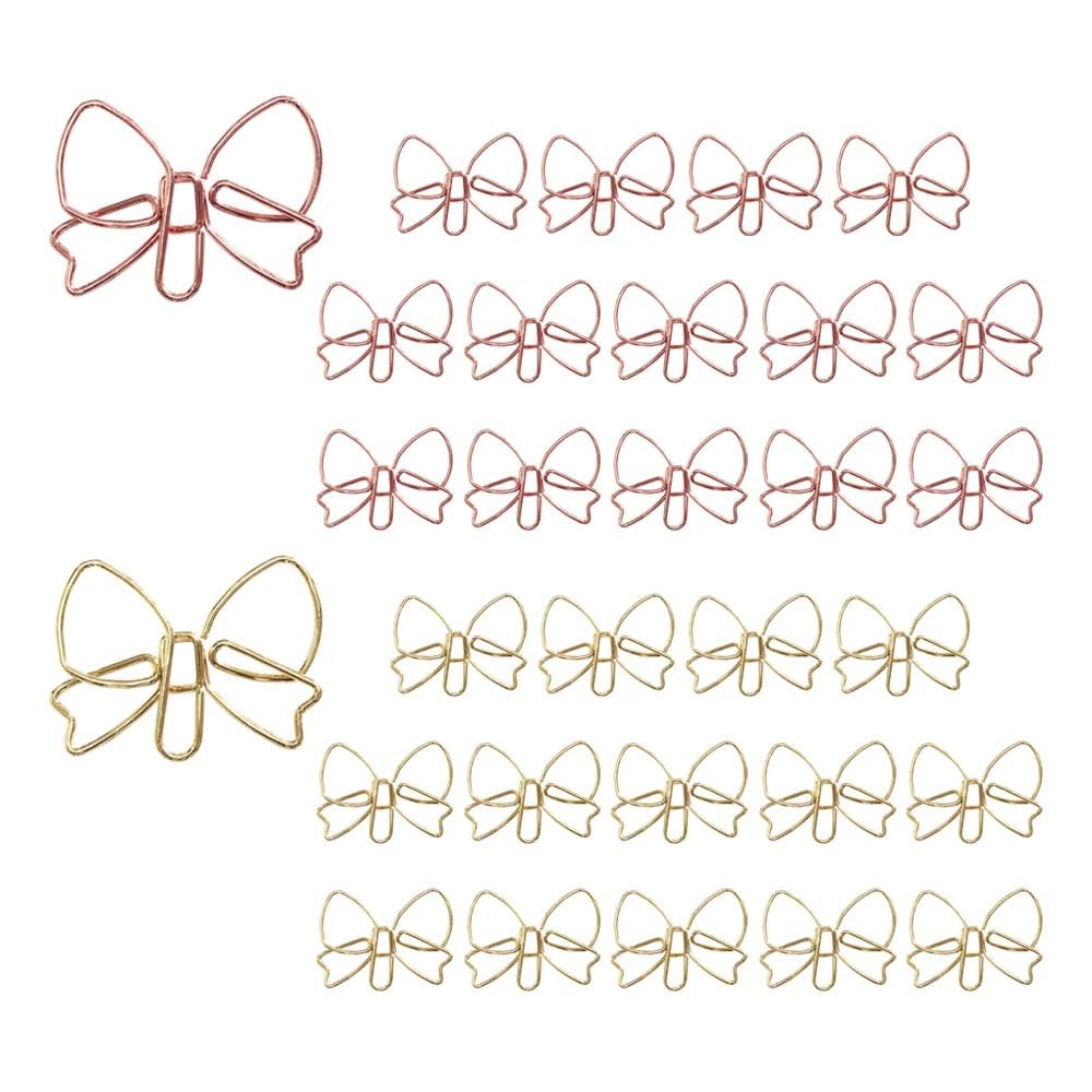 OWLFAVO Bowknot Shape 30pcs Paper Clips with Clear Box, Rose Gold and Yellow Gold, Funny Cute Pap... | Amazon (US)