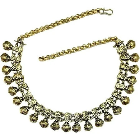 athizay necklace Indian oxidised golden jewelry for women bud design metal beaded choker. | Walmart (US)