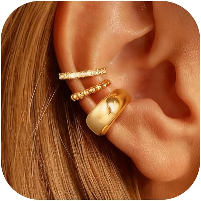 Ear Cuffs Non Piercing Chunky Ear Cuff Earrings for Women Non Tarnish Clip on Cartilage Earrings ... | Amazon (US)
