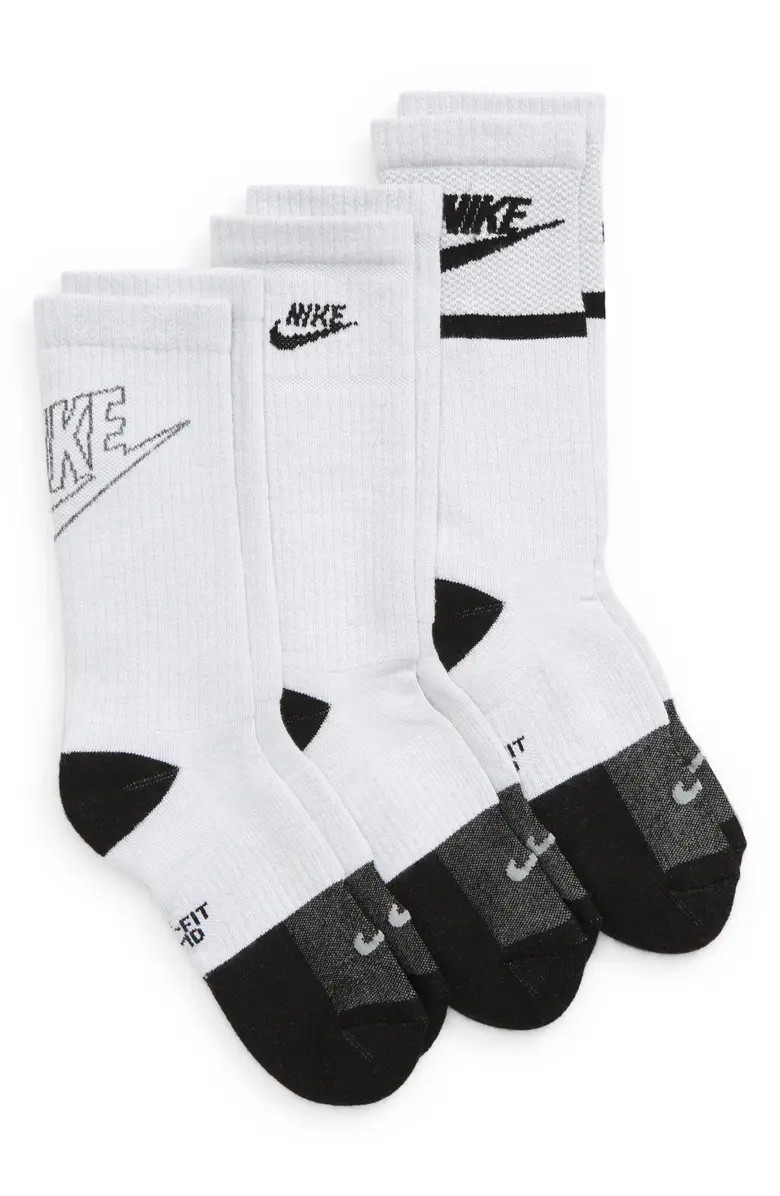 Nike Kids' Assorted 3-Pack Everyday Cushioned Crew Socks | Nordstrom | Nordstrom