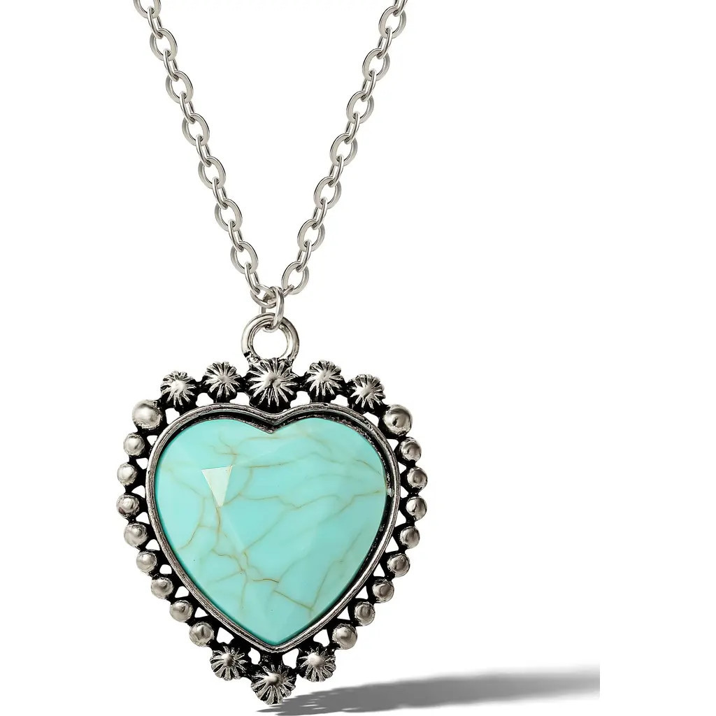 Jessica Simpson Blue Heart Necklace in Silver, Turquoise at Nordstrom | Nordstrom