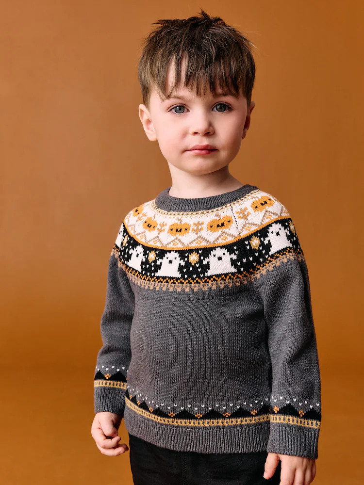 Buy Charcoal Grey Fairisle Halloween Knitted Crew Neck Jumper (3mths-7yrs) from Next USA | Next US