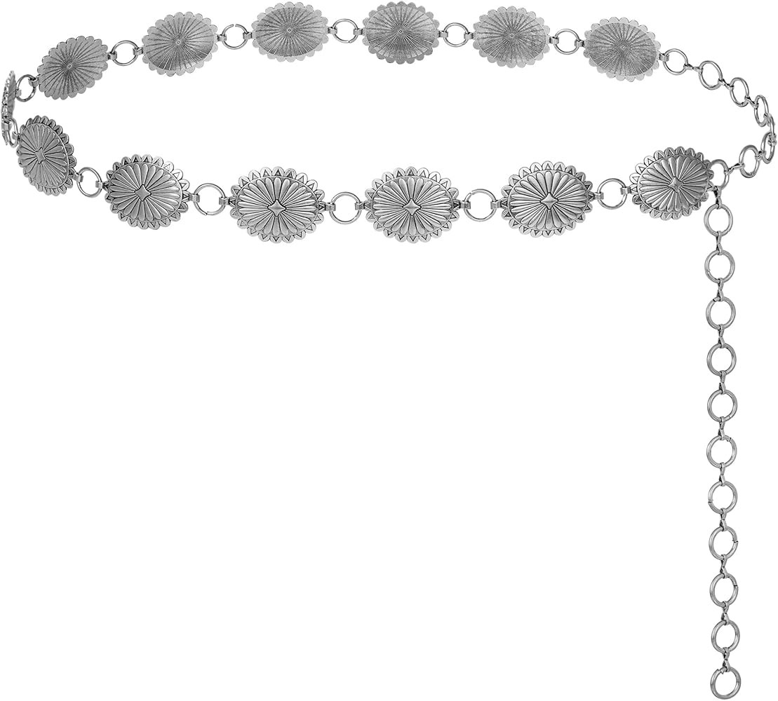 FIORETTO Metal Waist Chain Link Belt for Women Western Cowgirl Boho Turquoise Belts for Dress Jea... | Amazon (US)