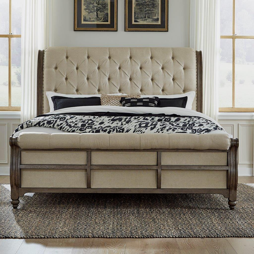 Americana Farmhouse Dusty Taupe Queen Sleigh Bed | 1stopbedrooms