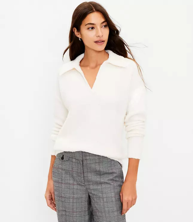 Boucle Polo Sweater | LOFT