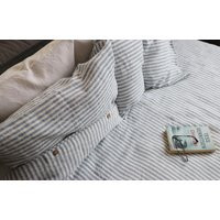 Blue Striped Linen Bedding Set. Linen Bedding. Duvet Cover & 2 Pillowcases. Nautical King, Queen | Etsy (US)