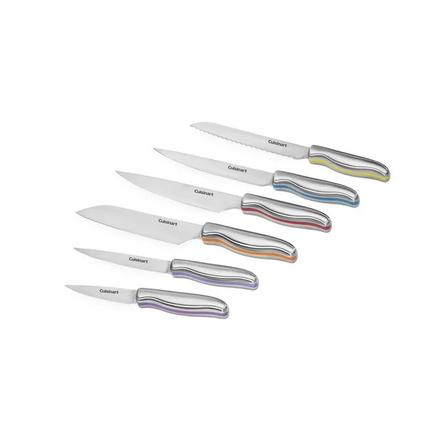 Cuisinart Classic 12-Piece Stainless Steel Color Band Knife Set with Blade Guards, Multicolor | Walmart (US)