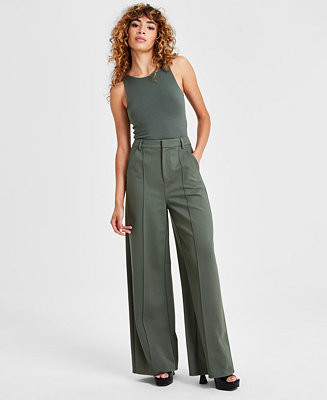 Bar III Women's High-Leg Wide-Leg Seamed Ponte Pants, Created for Macy's  - Macy's | Macy's